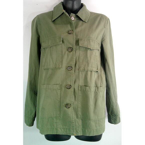 Zara Woman Army Green Utility Jacket with Beading on the Back Button-down XS - Picture 1 of 8